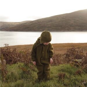 Siskin Olive Green Hooded Kids Fleece Suit
